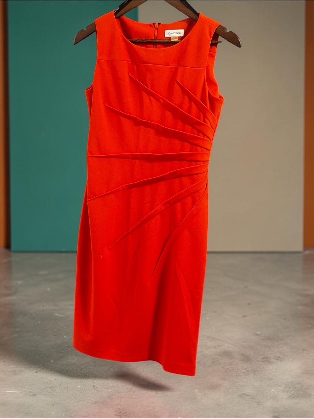Calvin Klein-Sleeveless Orange Sheath Dress